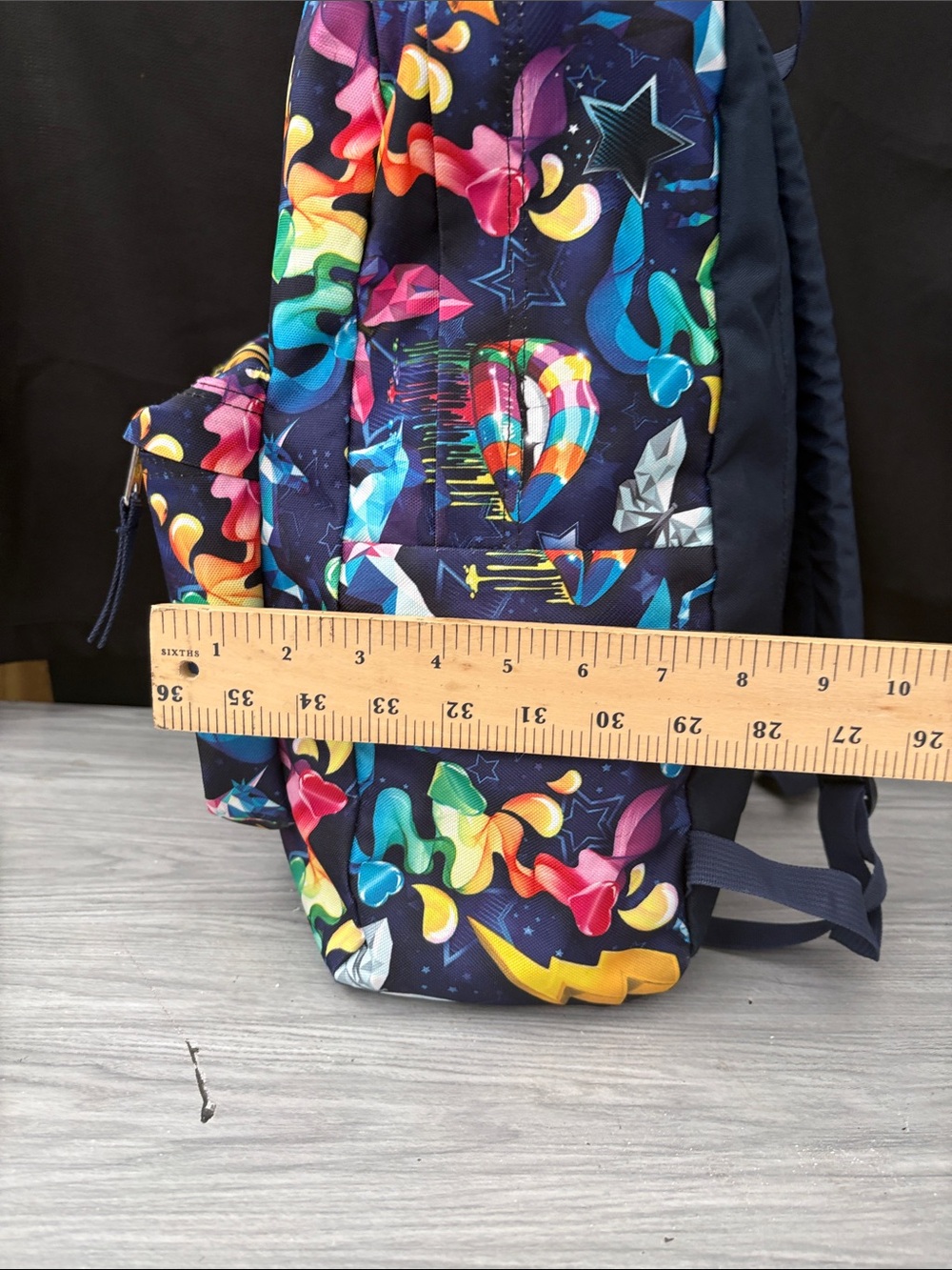 JanSport Navy Multicolor Unicorn & Lightning Print Backpack - Picture 3 of 9
